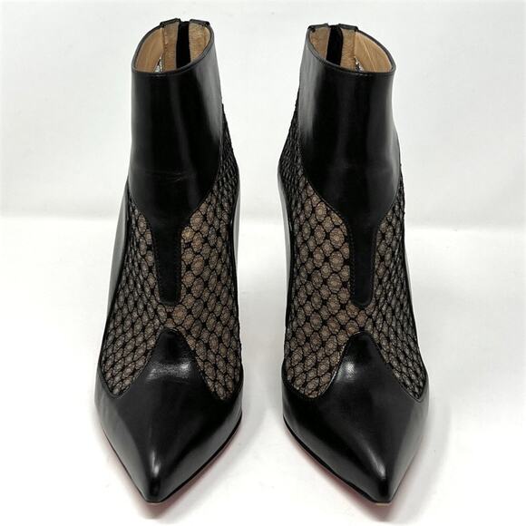 Christian Louboutin Black Papilloboot 100 Nappa & Mesh Ankle Boots – Size 37 - Picture 2 of 10